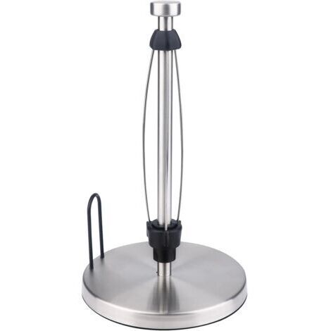 Porte-essuie-tout pour comptoir, support pour rouleau d'essuie-tout à une main avec base lestée et ventouses pour cuisine et salle de bain，argent (1/5)