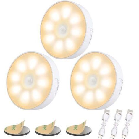 Veilleuse LED Rechargeable avec Détecteur de Mouvement Lampe Adhésive USB, 3 Modes d'Éclairage, Idéale pour Couloir et Escaliers (1/5)