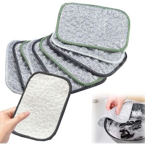 Essuie-tout double face anti-rayures en laine d'acier, chiffons de nettoyage réutilisables en laine d'acier pour ustensiles de cuisine, éviers, vaisselle et cuisinières (1/5)