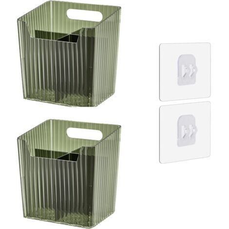 Lot de 2 bacs de rangement muraux pour douche, étagères de salle de bain, bac adhésif suspendu pour salle de bain, vert (1/5)