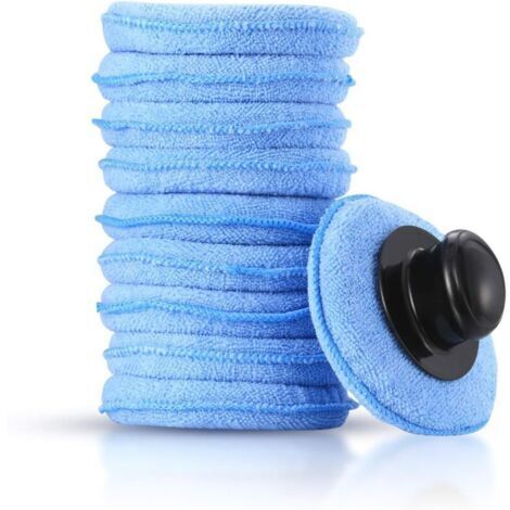 Lot de 10 tampons applicateurs en Microfibre pour Voiture, éponges de Polissage de Nettoyage de Cire pour Voiture, poignée de Tampon applicateur de Mousse pour Un véhicule Propre (1/5)