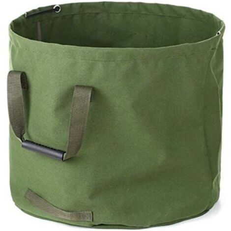 Sac de jardin robuste en toile verte (H 46 cm, P 55 cm) avec poignées, style militaire, pour ramasser les feuilles (1/5)