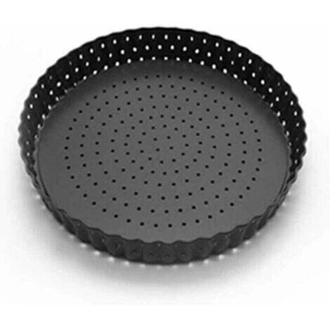 Moule à tarte perforé avec fond amovible, anti-adhésif, pour tarte à pizza, tarte à tarte ronde cannelée pour maison (1/5)