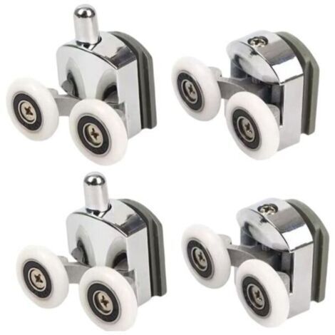 Roulettes de douche avec double porte coulissante, 4 pièces (2 supérieures + 2 inférieures) (23 mm - 2 en haut + 2 en bas) (1/5)