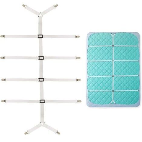 (Blanc) Tendeur de Drap Ajustable - Compatible avec Tous Les Matelas, Évite Le Glissement et Les Plis (1/5)