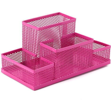 Porte-stylo organisateur de bureau en métal multifonctionnel avec boîte de rangement de papeterie à tiroir coulissant en mail (1/5)