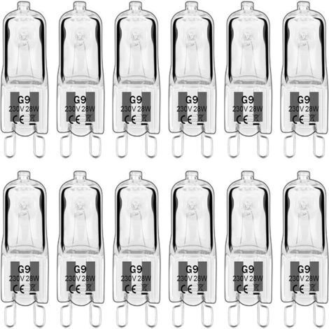 Lot de 12 Ampoule Halogène G9 28W 230V, Dimmable 0-100%, 320LM, Blanc Chaud 2700K, G9 Lampes Halogènes, Sans Scintillement, po (1/2)