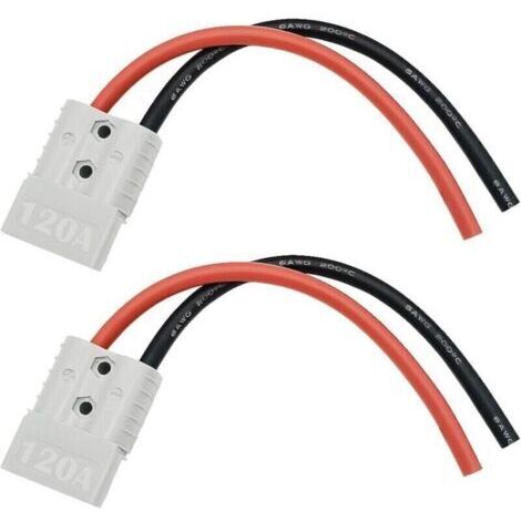 120A 600V Batterie Connecteur (Grey),connecteur Rapide Batterie, avec câble de Batterie 25 cm 6 AWG, connecteur de Batterie à déconnexion Rapide à Connexion Rapide (2 Jeux) (1/4)