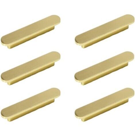 6pcs poignées Laiton Brossé Poignee de Meuble Cuisine Or -poignées de placard Poignée de Meuble en Laiton Brossé Entraxe 96mm (1/4)