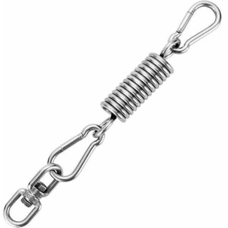 Crochet de Plafond, Ressort en Acier 250KG Capacité Crochet de Fixation Murale de Plafond Robuste 304 Acier Inoxydable avec Deux Mousquetons pour Chaise Suspendue Hamac Suspendu (1/4)