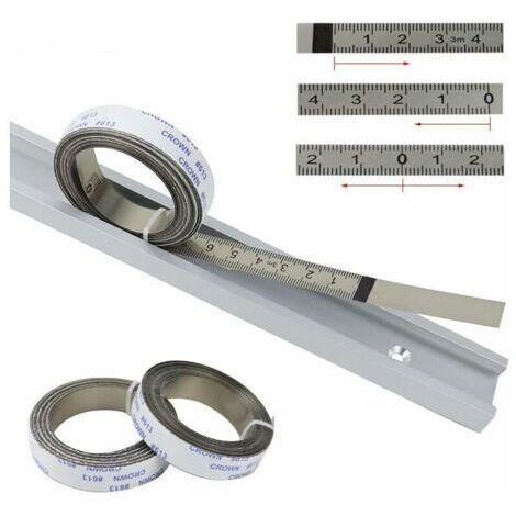 Règles métriques, Bandes de Piste Auto-adhésives, pour scie à Onglet, Mètre à Ruban, Règle d'échelle, du Centre à Droite et à Gauche, 2.5M-0-2.5M, Argent, 1PC