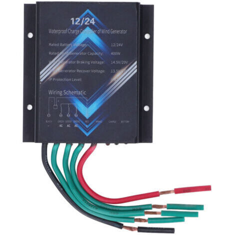 Contrôleur d'éolienne, Contrôleur de Vent pour Batterie Automatique 12 V/24 V, éolienne étanche en Alliage d'aluminium 400 W, Contrôleurs de d'énergie Renouvelable (1/4)