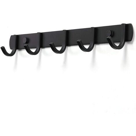 Porte Manteau Mural, Patères Porte Manteaux Design En Acier Inoxydable, Patères Salle De Bains Solide pour Chambre Bureau Noir (5 Hook) (1/4)