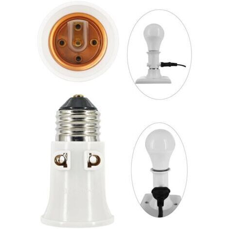 adaptateur de douille de lampe prise E27 conversion en prise de courant et prise E27 2 pièces (1/4)