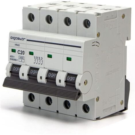 Disjoncteur automatique à fusibles 4P, 20 A, 6 kA, 74,5 mm x 71 mm x 81 mm, blanc (1/5)