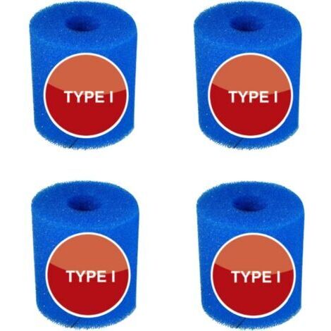4pcs Cartouche filtrante réutilisable en mousse bleue pour piscine, 8,8 x 7,8 cm, type I,pour l'entretien du système de filtre à sable (I) (1/5)