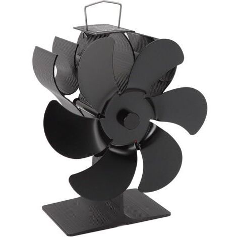 Ventilateur écologique de poêle, ventilateur de brûleur à bûches à 6 pales en alliage d'aluminium à faible bruit, démarrage automatique, vitesse du vent de 1400 tr/min, résistant aux hautes températur (1/5)