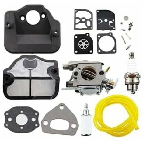 Carburateur avec Filtre à Air, Bougie d'Allumage et Kit de Réparation de Membrane pour Tronçonneuses Husqvarna 36, 41, 136, 137, 141, 142, 137E, 142E, Remplace le Modèle Zama C1Q-W29E. (1/5)