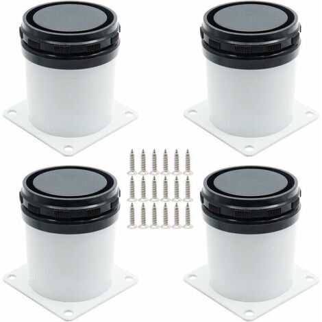 Ensemble de 4 Pieds de Meuble Réglables - Acier Inoxydable - Avec Vis - Blanc - Hauteur de 5cm (1/5)