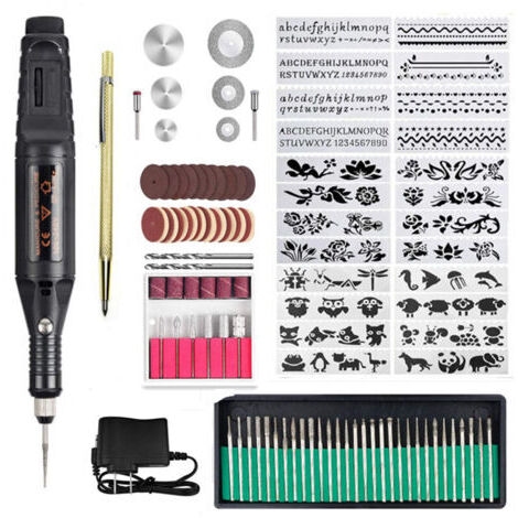 Outil de Gravure 108PCS, Stylo de Gravure électrique avec Marqueur Dispositif de gravure bricolage pour bijoux verre bois métal plastique (1/5)