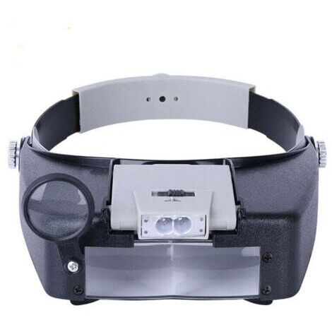 Bandeau Loupe Horloger Mains Libres Loupe avec Lumière Casque Loupe Grossissante avec LED Lumière, pour Horloger, Bijoutier, Lecture (1/5)
