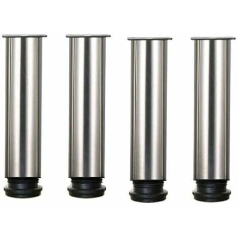 Lot de 4 pieds de meuble - Acier inoxydable - Réglables en hauteur de 25 cm - Idéal pour canapé, table, armoires (1/4)