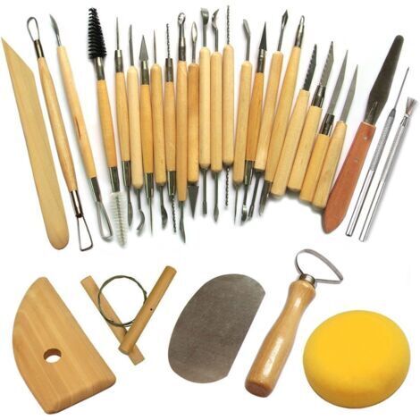 Outil de Poterie Outils de Sculpture Argile Burin pour Potier / Artiste de Céramique Kit 30 Pcs Accessoire pour graveur et outil de précision (1/4)
