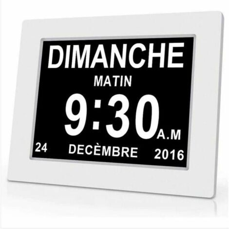 Horloge calendrier numérique One Piece 7 pouces avec date et heure, horloge Alzheimer pour parents, rappel de médicaments pour grands-parents et enfants - Blanc - 20414324mm (1/5)