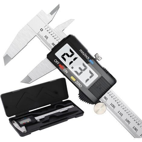 Pied a Coulisse, Pied à Coulisse Digital 150mm Acier Inoxydable Grand Écran LCD Précision Réglable 0.01mm, mm/inch conversion (1/5)
