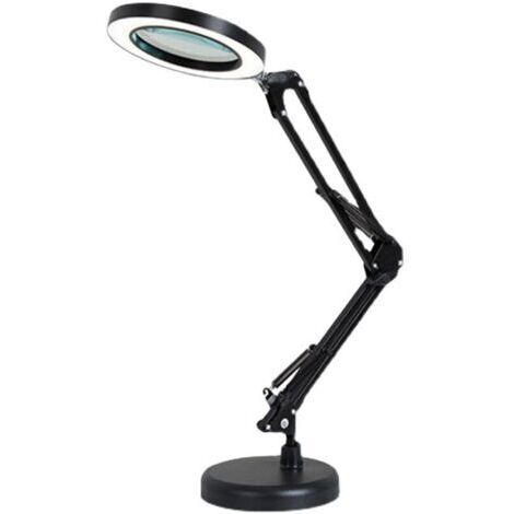 Lampe Loupe LED 5X, Lampe loupe de Bureau Bras Rotatif réglable, , Lentille en Verre de, pour l'entretien, l'artisanat, la Lecture, la Couture, Noir (1/4)