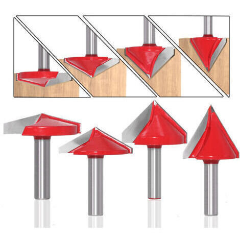 Fraise à rainurer droit en V 9Pcs – Queue de 8mm – Acier au carbone et alliage YG8 – Pour gravure 3D et rainures précises - BOIS 3 D EN (1/5)