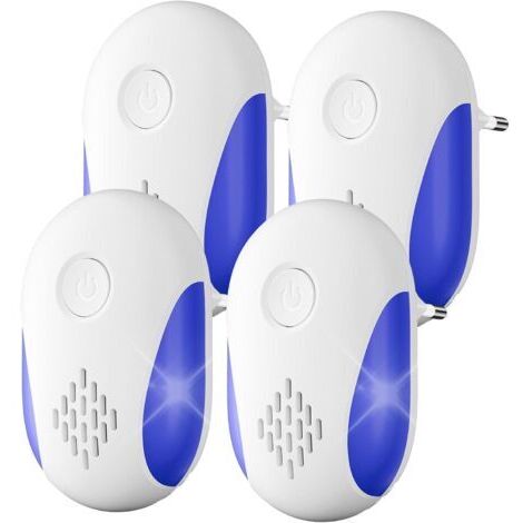 Répulsif Ultrason Souris et Rats 4 Pack,Puissant Ultrasonique Contre Les Nuisibles for Anti Mouse Rats Rongeurs Araignée and Other Pests Efectively(Blanc)