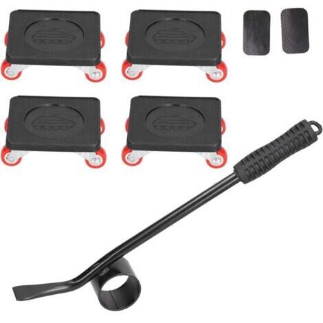 Déménageur Meubles, 5PCS Lève Meubles à Usage Intensif Ensemble D'outils pour Déménageurs Curseurs avec 4 roulettes à Double Roulement roulettes Rotation à 360 Degrés Chariot Meubles Capacité 400 kg (1/5)