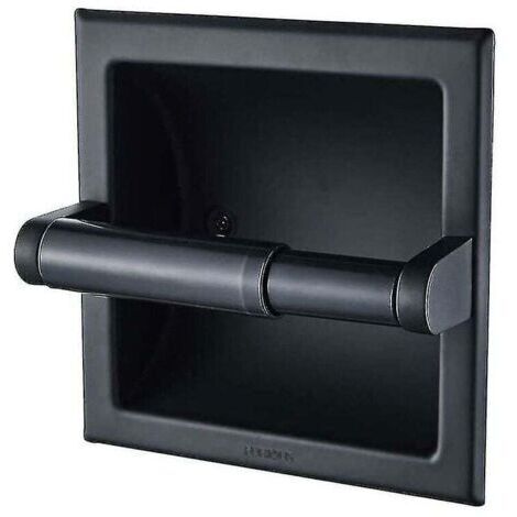 Porte-papier toilette noir avec fixation murale pour WC en métal noir indestructible. Porte-papier toilette en métal noir avec fixation murale. (1/4)