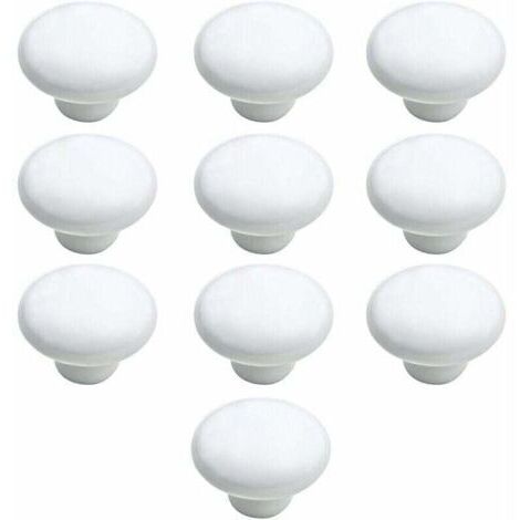 Bouton Porte 10 PCS 33mm Céramique Poignée Porte de Cuisine Armoire à Tiroirs Porte Boutons Blanc (1/4)