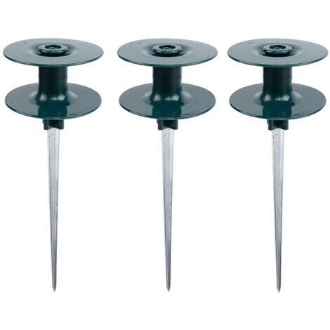 Un ensemble de 3 guides-tuyaux d'arrosage, fabriqués en alliage de zinc robuste et résistant à la rouille, avec des supports métalliques vert foncé pour l'arrosage, le guidage du tuyau et le guidage d (1/4)