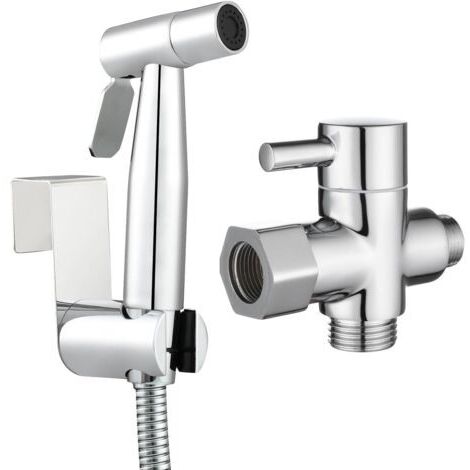 Bidet Portable Douchette WC Kit Complet avec Pulvérisateur de Bidet à Main en Acier Inoxydable et Tuyau 1.5m, Chromé Z-V-D (1/5)