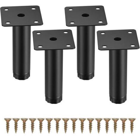 4 Pièces Pieds de Meuble, 10 cm/4 Pouces Pieds de Meubles Réglables, Pieds de Support en Fixation en Métal pour Meubles/Table/Chaise/Bureau/Cuisine/Armoire/Canapé (1/4)