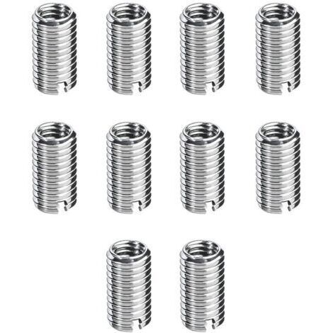 10 Pièces Insert Fileté M8/M10, Insert de Filetage Autotaraudeur, Écrous à Visser M8 x 1,25 mm Femelle, M10 x 1,5 mm Mâle, 12mm Long, Kit de Réparation de Filetage pour Maintenance Matérielle