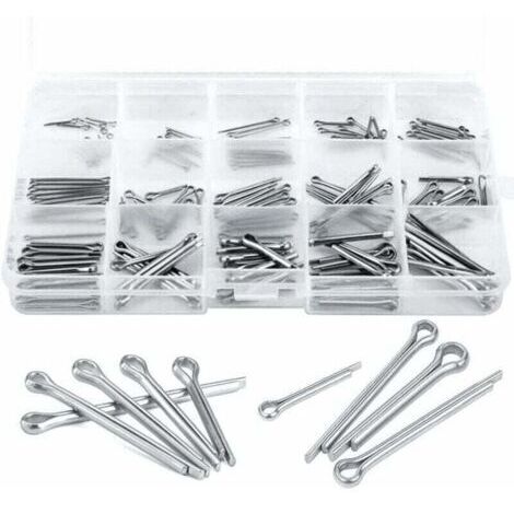 Goupille fendue, 150 pièces, acier inoxydable 304, assortiment de goupilles de verrouillage pour petites réparations mécaniques, 15 tailles différentes (1/4)