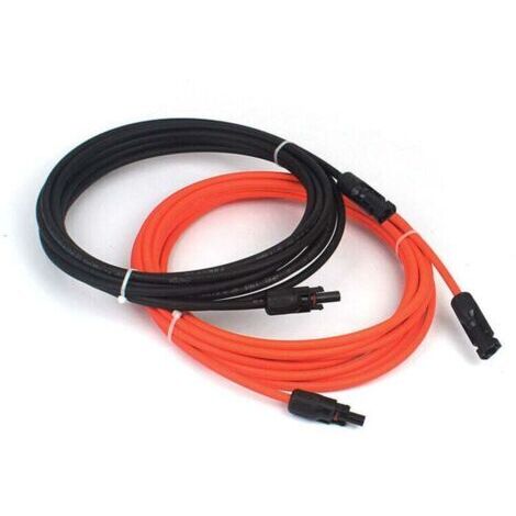 2 x câbles d'extension photovoltaïques, pv1 - f 6,0 mm², 1 m/chacun, IP67 connecteur mc4, fil de calibre 10 (noir + rouge), pour panneaux solaires photovoltaïques, etc. (1/4)