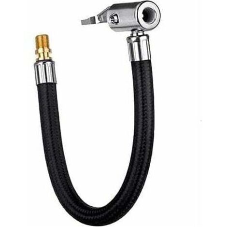 Tuyau de gonflage de pneu de voiture - Tuyau de gonflage Adaptateur de tube d'extension de pompe à air Twisted Tire Air Connection Locking Air Chuck Bicycle Motorcycle 20cm (1/4)
