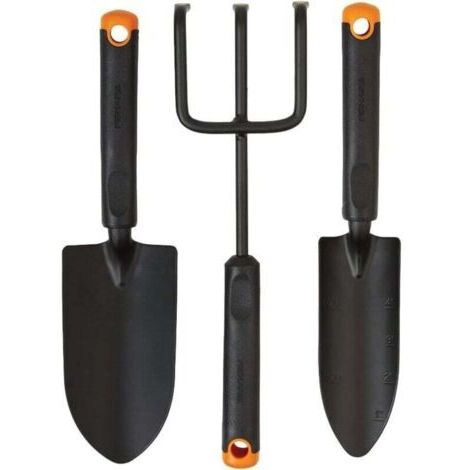 Ensemble d'outils de jardin 3 pièces - pelle, transplantoir, cultivateur, tête en acier antirouille, poignée ergonomique pour la plantation, le creusement et l'aération du sol (1/4)