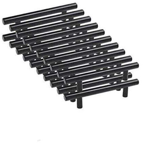 20pcs 96mm Acier Inoxydable T Barre Noir Cusine Poignée barre de porte d'Armoire avec Vis (1/4)