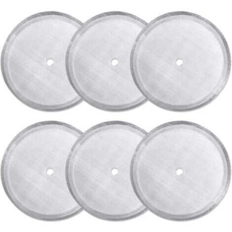 Lot de 6 filtres de rechange réutilisables en acier inoxydable pour cafetière à piston universelle 1 000 ml/8 tasses (1/4)