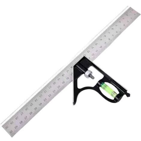 Équerre combinée en acier inoxydable de 300 mm, règle d'angle combinée, règle équerre combinée, équerres combinées précises, outils de mesure réglables pour la mise en page, la mesure, le marquage (1/4)