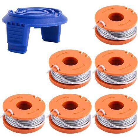 Bobine de bobine compatible avec Mac Allister MGTP18Li 1,65 mm 3 m WX150 et cache-bobine TLW-01-1 pour débroussailleuse MacAllister MGTP18Li WG150, WG151 (6 bobines + 1 couvertures) (1/5)