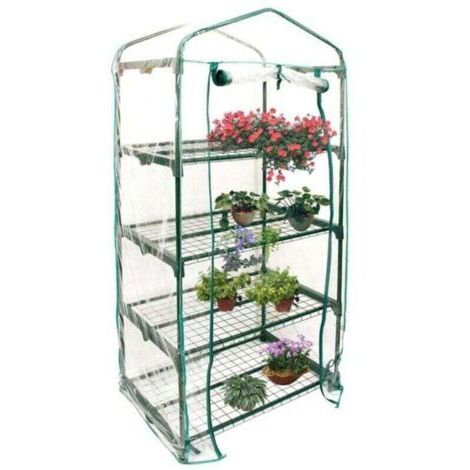 Housse de serre à 4 étages en PVC - Housse de rechange pour mini serre de jardin pour intérieur ou extérieur (support en fer non inclus) (1/4)