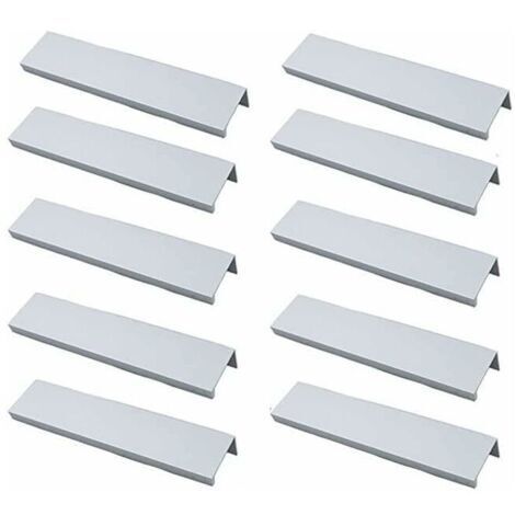 Lot de 10 Poignée Profil Poignée de Meuble Cuisine - Poignée Invisible Poignee de Meuble Brossé Poignée Meuble argent en Alliage d'Aluminium Entraxe 96mm (1/4)