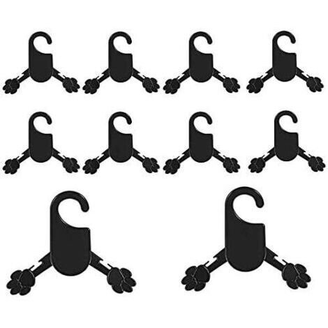 Pet Clothes Hangers Pink and White Plastic Dog Clothes Hangers, 10 Pack (S, Black) (1/5)
